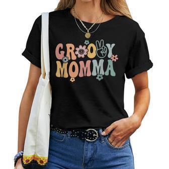 Groovy Momma Retro Mom Matching Family 1St Birthday Party Women T-shirt - Monsterry UK