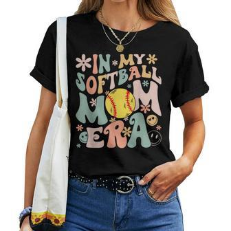 Groovy In My Softball Mom Era Mom Life Game Day Vibes Mama Women T-shirt | Mazezy AU