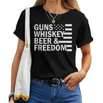 Guns Whiskey And Freedom Usa America American Women T-shirt - Monsterry AU