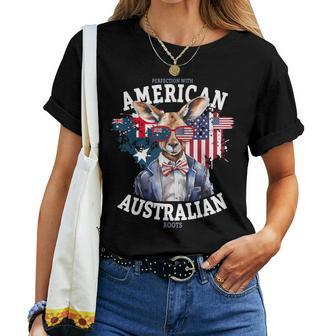 Half American & Half Australian Flag Idea & Kangaroo Women T-shirt | Mazezy