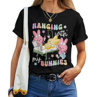 Hanging With My Bunnies Nurse Happy Easter Day Women T-shirt - Monsterry CA