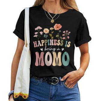 Happiness Is Being A Momo Floral Momo Mother's Day Women T-shirt | Mazezy CA