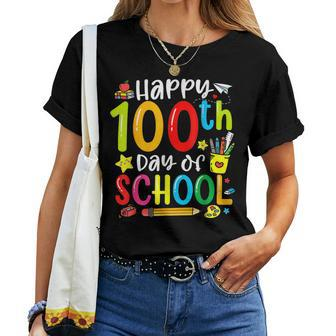 Happy 100Th Day Of School 100 Days Of School Teacher Student Women T-shirt - Monsterry DE