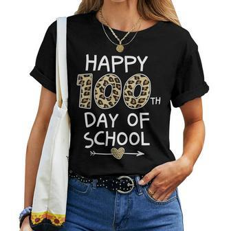 Happy 100Th Day Of School Leopard Cute For Teacher Student Women T-shirt - Monsterry DE