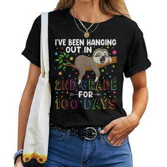 Happy 100Th Day Of School Sloth Cute 100 Days Of 2Nd Grade Women T-shirt - Thegiftio UK