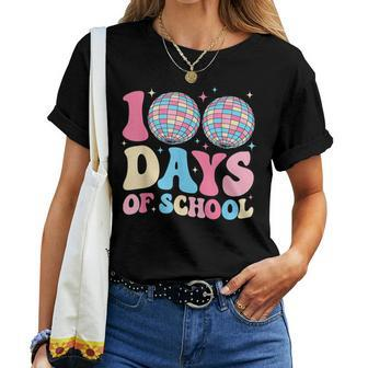 Happy 100Th Day Of School Teacher Groovy Disco Ball 100 Days Women T-shirt | Mazezy