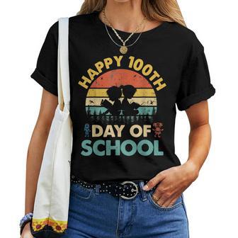 Happy 100Th Day Of School Teacher Reading Book Women T-shirt - Monsterry