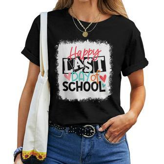 Happy Last Day Of School Teacher Student Graduation Bleached Women T-shirt - Thegiftio UK
