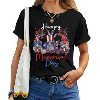 Happy Memorial Day 4Th Of July With Usa Flag Gnomes Women Women T-shirt - Seseable