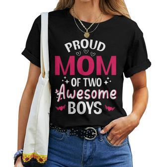 Happy Mother Day Mommy Proud Mom Of Two Awesome Boys Son Women T-shirt - Thegiftio UK