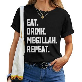Happy Purim Eat Drink Megillah Repeat Queen Esther Costume Women T-shirt - Monsterry UK