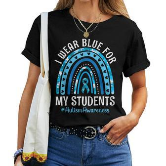 Happy Teacher I Wear Blue For My Students Autism Awareness Women T-shirt - Monsterry AU
