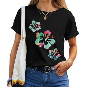 Hawaii Hibiscus Flower Hawaiian Surfer Style Vintage Floral Women T-shirt - Monsterry
