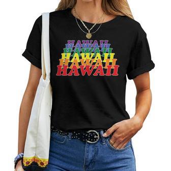 Hawaii State Gay Pride Rainbow Word Women T-shirt - Monsterry UK