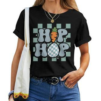 Hip Hop Easter Girls Leopard Print Plaid Bunny Women T-shirt - Monsterry