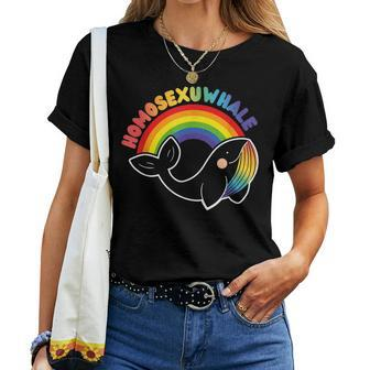 Homosexuwhale Gay Pride Lgbt Rainbow Flag Whale Lovers Lgbtq Women T-shirt - Monsterry