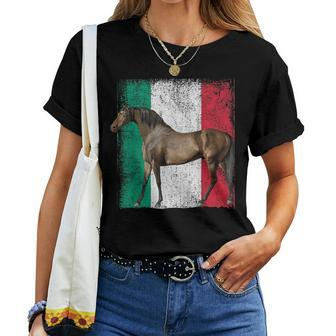 Horse Italian Flag Patriotic Riding Horses Horseback Farm Women T-shirt - Monsterry AU