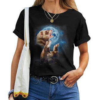 Howling At The Moon Ferret Ferret Women T-shirt | Mazezy