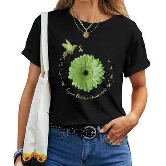 Hummingbird Sunflower Green Ribbon Lyme Disease Awareness Women T-shirt - Monsterry DE