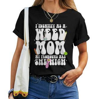 I Identify As A Weed Mom Mom Weed Smoking Women T-shirt - Seseable