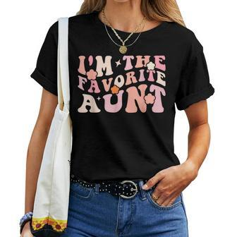 I'm The Favorite Aunt Cute Newborn Family Groovy Women T-shirt | Mazezy