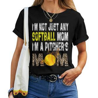 I'm Not Just Any Softball Mom I'm A Pitcher's Mom Leopard Women T-shirt - Seseable