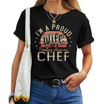 I'm A Proud Wife Of A Freaking Awesome Chef Vintage Women T-shirt - Monsterry