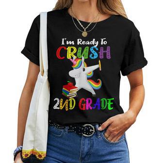 I'm Ready To Crush 2Nd Grade Second Grader Dabbing Unicorn Women T-shirt - Monsterry UK