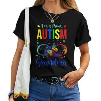 Infinity Im A Proud Grandma Autism Awareness Butterfly Women T-shirt - Seseable