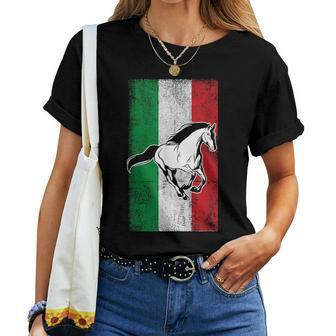 Italian Flag Patriotic Horse Horseback Riding Equestrian Women T-shirt - Monsterry
