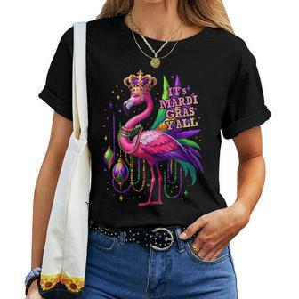 Its Mardi Gras Y'all Flamingo Costume Girls Mardi Gras Women T-shirt - Seseable