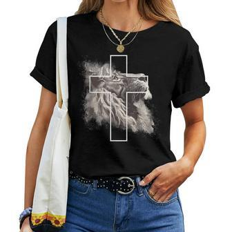 Jesus Lion Of Judah Christian Cross Women T-shirt - Monsterry UK