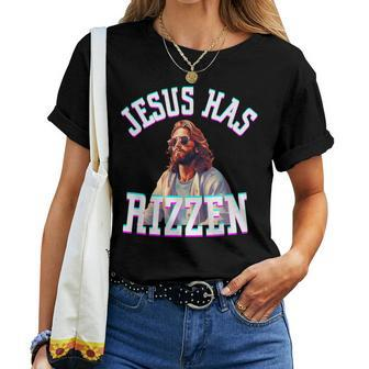 Jesus Has Rizzen Christian Meme Novelty Jesus Christ Women T-shirt | Mazezy