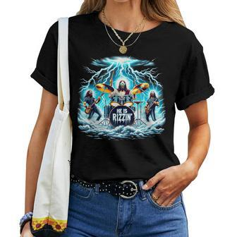 Jesus Has Rizzen He Is Rizzin' Vintage Christian Band Easter Women T-shirt | Mazezy UK