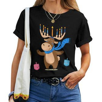 Jewish Moose Hanukkah Moose Girl Pajamas Women T-shirt - Thegiftio UK