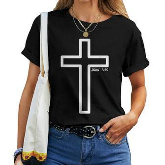 John 316 Christian Cross Bible Verse Women T-shirt - Monsterry