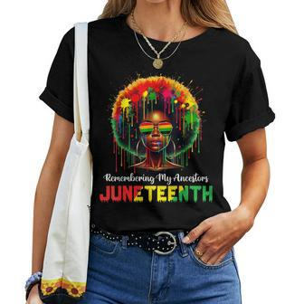 Junenth Black African Hair Remembering My Ancestors Women T-shirt - Monsterry