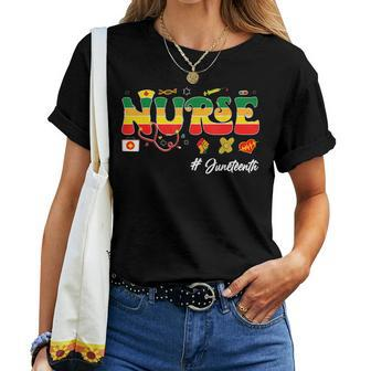 Junenth Black Woman Nurse Afro Girl Junenth Nurse Women T-shirt - Monsterry DE