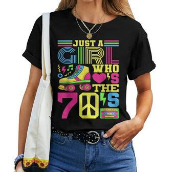 Just A Girl Who Loves The 70S Party 70S Outfit 1970S Costume Women T-shirt - Thegiftio