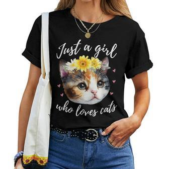 Just A Girl Who Loves Cats Cute Calico Cat Lover Women T-shirt - Monsterry DE