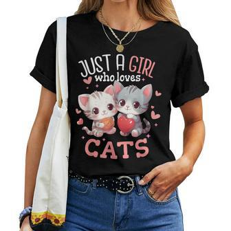 Just A Girl Who Loves Cats Cute Cat Lover Women T-shirt | Mazezy
