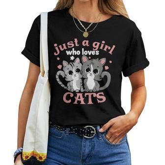 Just A Girl Who Loves Cats Girls Cat Lovers Women T-shirt - Seseable