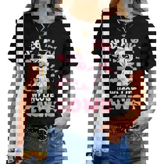 Just A Girl Who Loves Cows Cute Cow Lover Cow Print Women T-shirt - Thegiftio