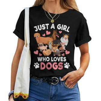Just A Girl Who Loves Dogs Puppy Dog Lover Girls Toddlers Women T-shirt - Thegiftio UK
