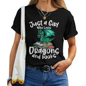 Just A Girl Who Loves Dragons And Books Reading Dragon Women T-shirt - Monsterry DE