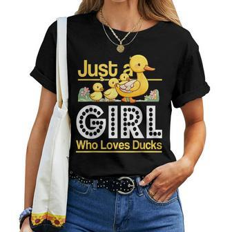 Just A Girl Who Loves Ducks Cute Duck Family Women T-shirt - Seseable