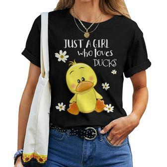 Just A Girl Who Loves Ducks Cute Duck Lover Owner Women T-shirt - Seseable