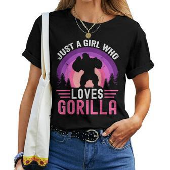 Just A Girl Who Loves Gorillas Great Retro Vintage Gorilla Women T-shirt - Monsterry AU