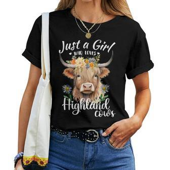 Just A Girl Who Loves Highland Cows Scottish Highland Cows Women T-shirt - Seseable