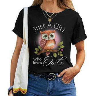 Just A Girl Who Loves Owls Women T-shirt - Monsterry